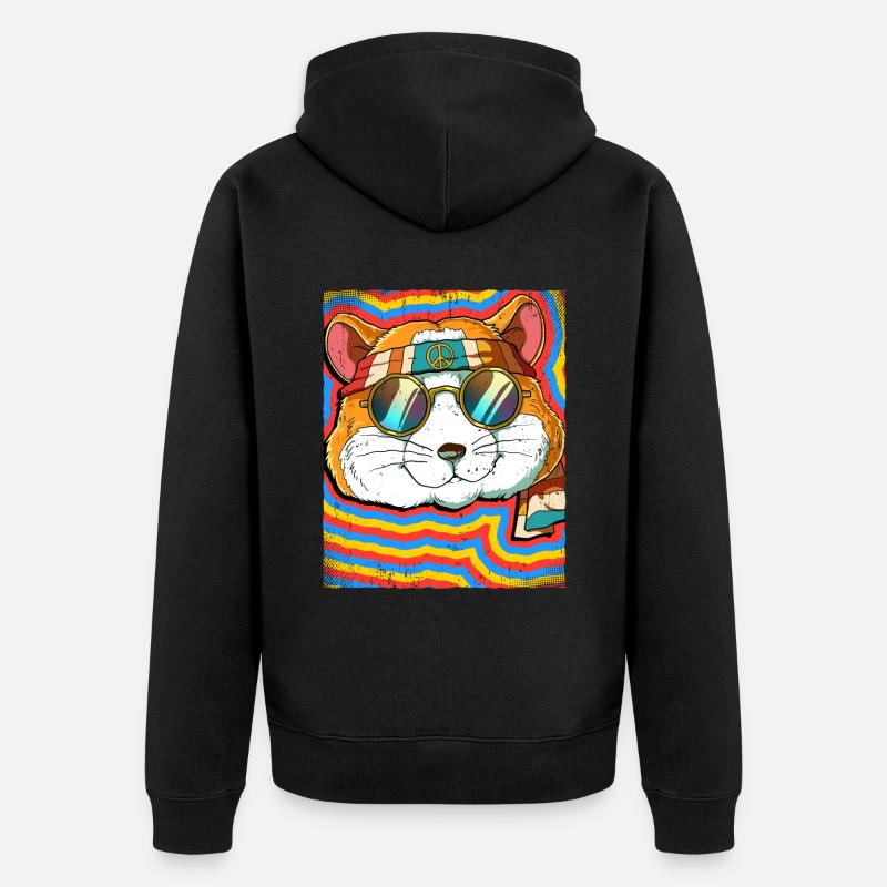 Hippie Hamster Psychédélique Trippy - Veste à capuche bio Premium Unisexe - noir