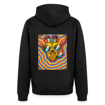 Hippie Giraffe Psychedelic Trippy - Unisex Premium Organic Zip Hoodie - black - Back - Nico (187cm)