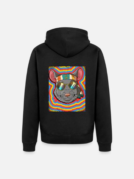 Hippie Chinchilla Psychedelic Trippy - Unisex Premium Organic Zip Hoodie - black