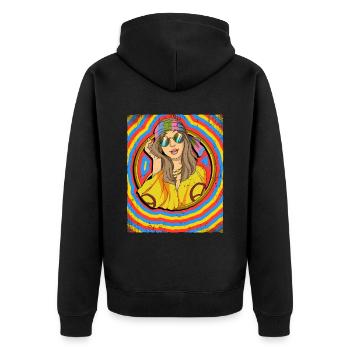 Hippie Woman Psychedelic Trippy - Unisex Premium Organic Zip Hoodie - black - Back - Nico (187cm)