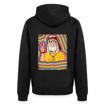Hippie Old Man Psychedelic Trippy - Unisex Premium Organic Zip Hoodie - black - Back - Nico (187cm)