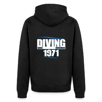 Taucher Geburtstag - Diving since November 1971 - Unisex Premium Bio Zip Hoodie - Schwarz - Hinten - Nico (187cm)