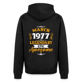 Mars 1977 Cadeau d’anniversaire des légendes - Veste à capuche bio Premium Unisexe - noir - Dos - Nico (187cm)