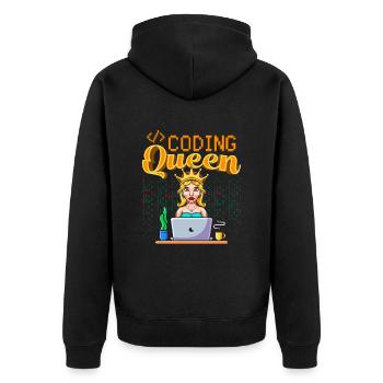 Développeur Coder Programmeur Queen - Veste à capuche bio Premium Unisexe - noir - Dos - Nico (187cm)