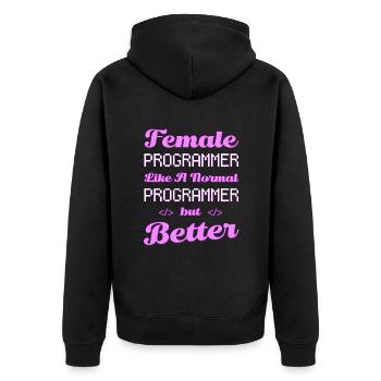Développeur Coder Programmeur Femme - Veste à capuche bio Premium Unisexe - noir - Dos - Nico (187cm)