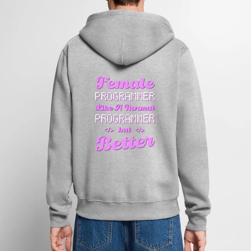 Developer Coder Programmer Female Unisex Premium Organic Zip Hoodie