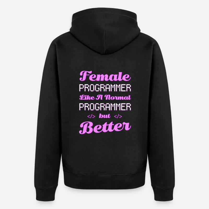 Developer Coder Programmer Female - Unisex Premium Organic Zip Hoodie - black