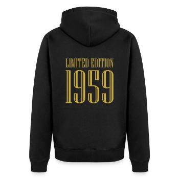 1959 édition limitée anniversaire cadeau femme mari - Veste à capuche bio Premium Unisexe - noir - Dos - Nico (187cm)
