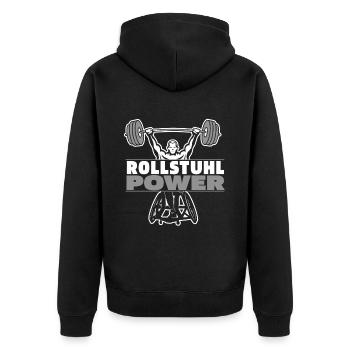 Rollstuhl Rollstuhlfahrer Leistung - Unisex Premium Bio Zip Hoodie - Schwarz - Hinten - Nico (187cm)