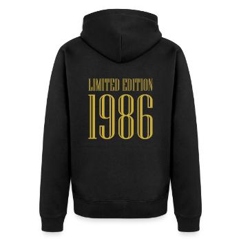 1986 édition limitée anniversaire cadeau femme mari - Veste à capuche bio Premium Unisexe - noir - Dos - Nico (187cm)