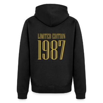 1987 édition limitée anniversaire cadeau femme mari - Veste à capuche bio Premium Unisexe - noir - Dos - Nico (187cm)