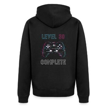 Level 30 Complete – Videogamer zum 30. - Unisex Premium Organic Zip Hoodie - black - Back - Nico (187cm)