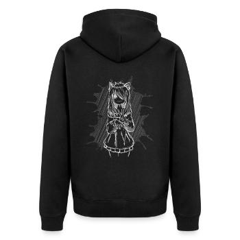 Art Academia Esthétique Neko Anime Fille Paix - Veste à capuche bio Premium Unisexe - noir - Dos - Nico (187cm)