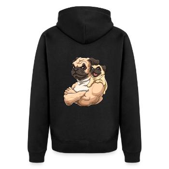Mops Mopsbesitzer Mopsfreunde für Mops Fans - Unisex Premium Bio Zip Hoodie - Schwarz - Hinten - Nico (187cm)