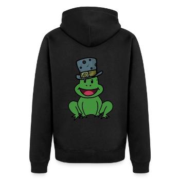 Emotionen Gefühle Kröte Frosch Quark Kinder happy - Unisex Premium Bio Zip Hoodie - Schwarz - Hinten - Nico (187cm)