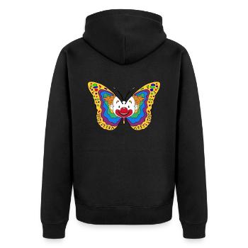 Clowncore Aesthetic Clown Butterfly - Unisex Premium Bio Zip Hoodie - Schwarz - Hinten - Nico (187cm)