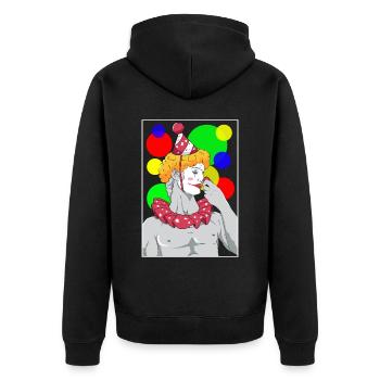 Clowncore Aesthetic David Statue Party Clown - Unisex Premium Organic Zip Hoodie - black - Back - Nico (187cm)