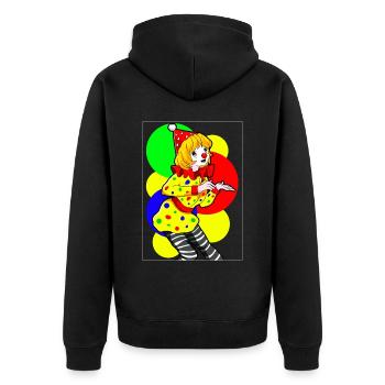 Clowncore Aesthetic Anime Girl Party Clown - Unisex Premium Bio Zip Hoodie - Schwarz - Hinten - Nico (187cm)