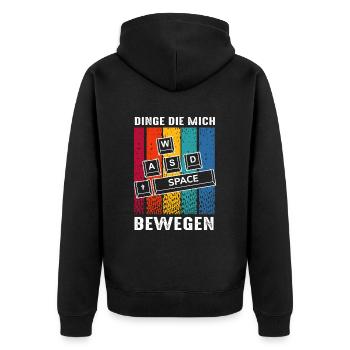 Dinge Die Mich Bewegen WASD PC Gamer Tastatur - Unisex Premium Bio Zip Hoodie - Schwarz - Hinten - Nico (187cm)