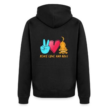 Peace Love Dogs Peace Sign Dog - Unisex Premium Bio Zip Hoodie - Schwarz - Hinten - Nico (187cm)