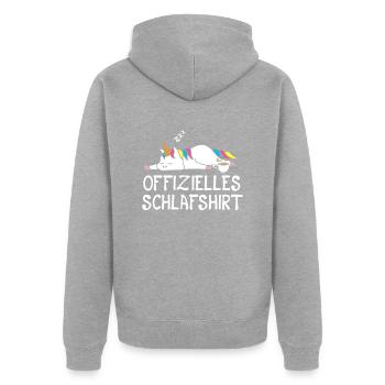 Offizielles Schlafshirt Einhorn - Unisex Premium Bio Zip Hoodie - Grau meliert - Hinten - Nico (187cm)