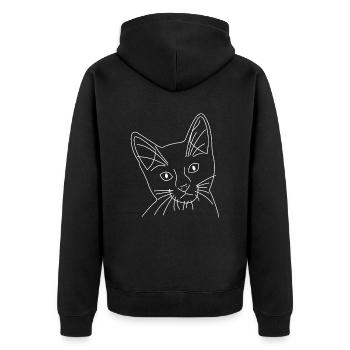 Visage de chat de chat dessiné - Veste à capuche bio Premium Unisexe - noir - Dos - Nico (187cm)