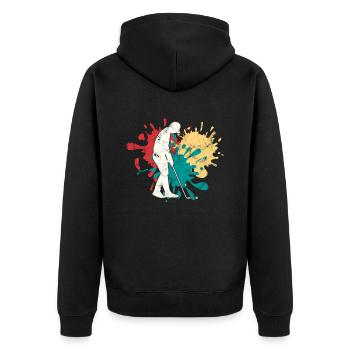 Jogging Silhouette - Unisex Premium Organic Zip Hoodie - black - Back - Nico (187cm)
