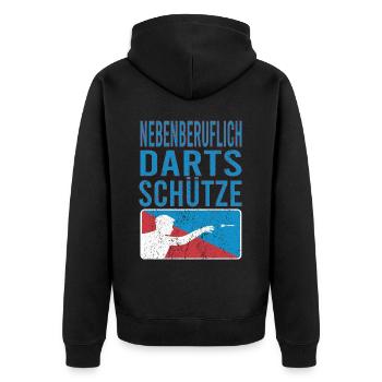 Dart Darten Dartpfeile Darts Dartpfeil Dartspieler - Unisex Premium Bio Zip Hoodie - Schwarz - Hinten - Nico (187cm)
