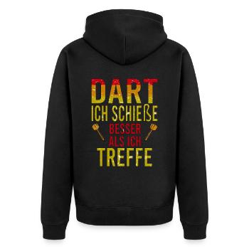 Dart Dartspieler Darten Dartpfeile Darts Dartfans - Unisex Premium Bio Zip Hoodie - Schwarz - Hinten - Nico (187cm)