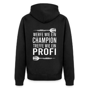 Dart Dartspieler Darten Dartpfeile Darts Dartfans - Unisex Premium Bio Zip Hoodie - Schwarz - Hinten - Nico (187cm)