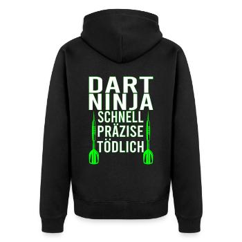 Dartfans Dartboard Treffsicher Dart Champion Darts - Unisex Premium Bio Zip Hoodie - Schwarz - Hinten - Nico (187cm)
