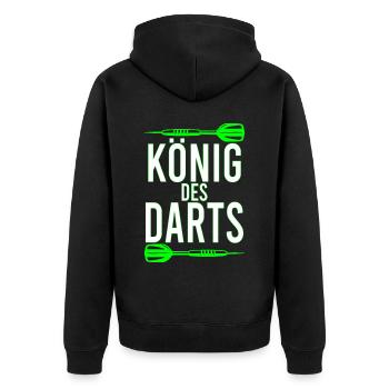 Dartfans Dartboard Treffsicher Dart Champion Darts - Unisex Premium Bio Zip Hoodie - Schwarz - Hinten - Nico (187cm)