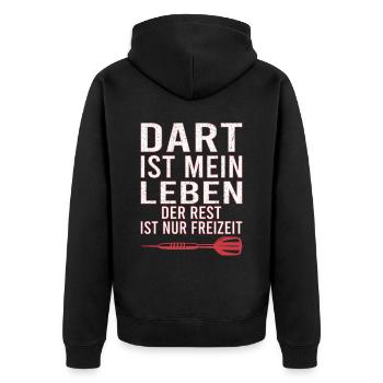 Dart Dartspieler Darten Dartpfeile Darts Dartfans - Unisex Premium Bio Zip Hoodie - Schwarz - Hinten - Nico (187cm)