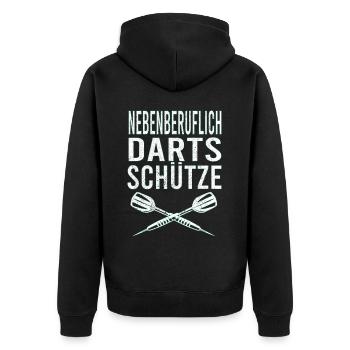 Dartfans Dartboard Treffsicher Dart Champion Darts - Unisex Premium Bio Zip Hoodie - Schwarz - Hinten - Nico (187cm)