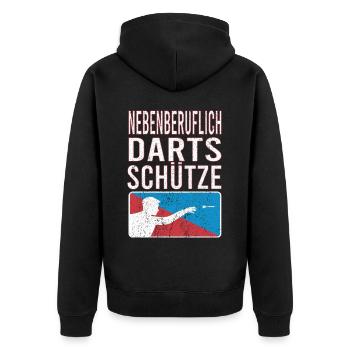 Dart Dartspieler Darten Dartpfeile Darts Dartfans - Unisex Premium Bio Zip Hoodie - Schwarz - Hinten - Nico (187cm)
