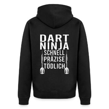 Dart Dartspieler Darten Dartpfeile Darts Ninja - Unisex Premium Bio Zip Hoodie - Schwarz - Hinten - Nico (187cm)