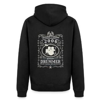 Vintage 2006 Drummer Geburtstag Geschenk Hobby - Unisex Premium Bio Zip Hoodie - Schwarz - Hinten - Nico (187cm)