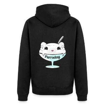 Yummy Cat Ice Cream On Purssday - Unisex Premium Bio Zip Hoodie - Schwarz - Hinten - Nico (187cm)