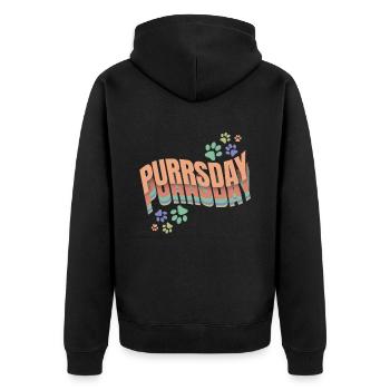 Colored Cat Paws On Purrsday - Unisex Premium Organic Zip Hoodie - black - Back - Nico (187cm)