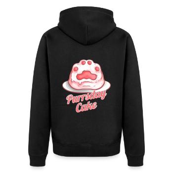 Sweet Cat Paw Birthday Cake On Purrsday - Unisex Premium Organic Zip Hoodie - black - Back - Nico (187cm)