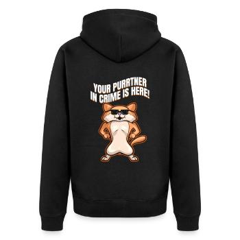 Cool Cat With Sun Glasses On Purrsday - Unisex Premium Organic Zip Hoodie - black - Back - Nico (187cm)