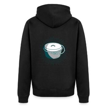 Dutch Oven Dopfen Grill BBQ - Unisex Premium Bio Zip Hoodie - Schwarz - Hinten - Nico (187cm)