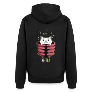 Avocado Cat On Purrsday - Unisex Premium Organic Zip Hoodie - black - Back - Nico (187cm)