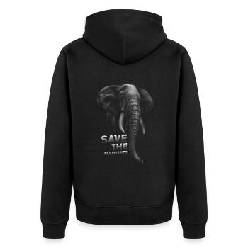 Rettet Die Elefanten - Unisex Premium Bio Zip Hoodie - Schwarz - Hinten - Nico (187cm)