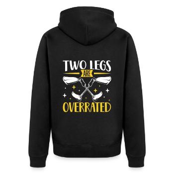 Who needs two legs - leg prosthesis - Unisex Premium Organic Zip Hoodie - black - Back - Nico (187cm)