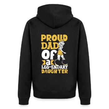 Proud father - prosthetic leg - Unisex Premium Organic Zip Hoodie - black - Back - Nico (187cm)