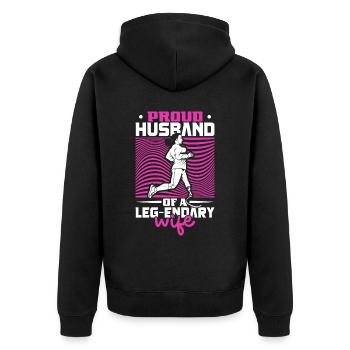 Proud husband - prosthetic leg - Unisex Premium Organic Zip Hoodie - black - Back - Nico (187cm)