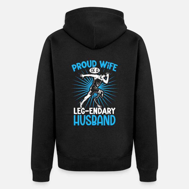 Stolze Ehefrau - Beinprothese - Unisex Premium Bio Zip Hoodie - Schwarz