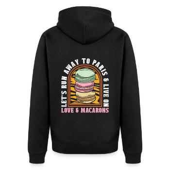 Macaron Fuyons à Paris Snacking Macaroon - Veste à capuche bio Premium Unisexe - noir - Dos - Nico (187cm)