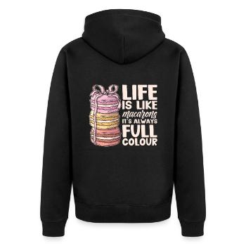 Macaron Life Is Like Macarons Snacking Artfully - Unisex Premium Organic Zip Hoodie - black - Back - Nico (187cm)